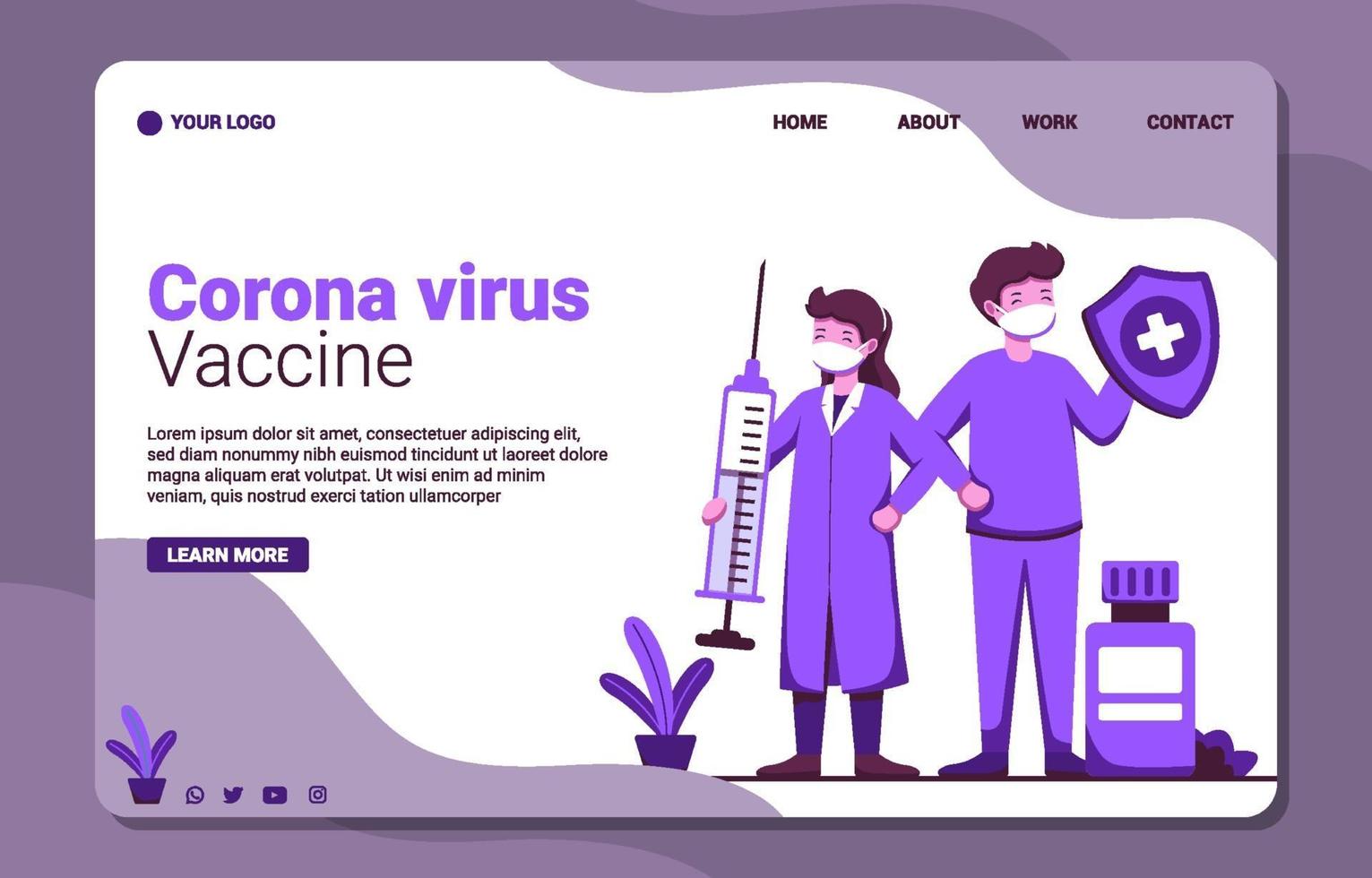 pagina di destinazione della vaccinazione covid 19 vettore