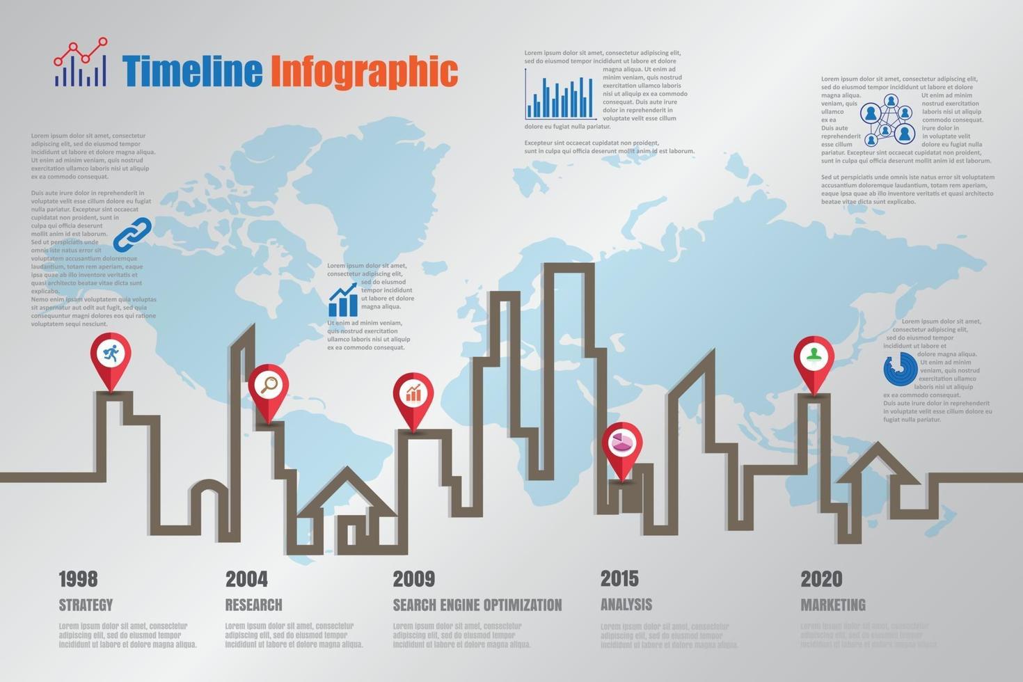 business road map timeline infographic icone progettate per sfondo astratto modello elemento moderno diagramma processo pagine web tecnologia digitale marketing dati presentazione grafico illustrazione vettoriale