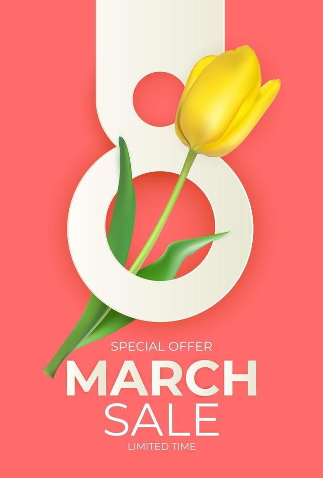 Modello di progettazione di sfondo banner vendita 8 marzo per pubblicità o web o social media e annunci di moda vettore