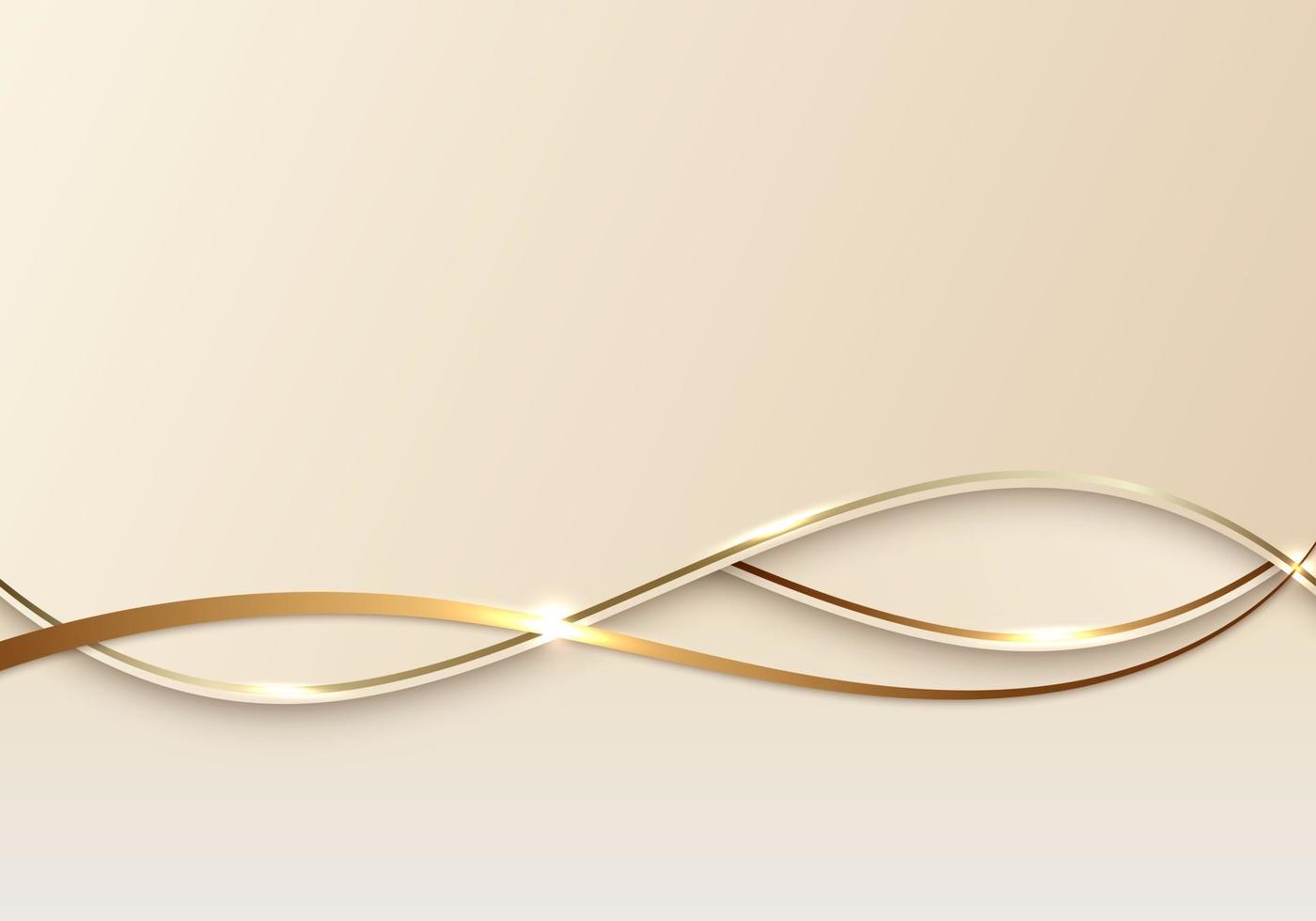 linea dorata del fondo astratto di lusso 3d sullo stile del taglio della carta di forma dell'onda vettore