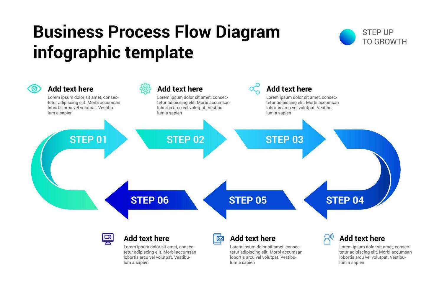 6 processi flusso diagramma Infografica vettore