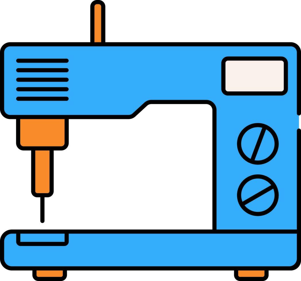 elettrico cucire macchina icona nel blu e arancia colore. vettore