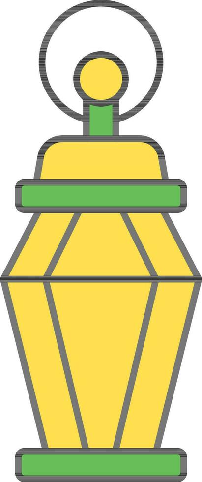Arabo lanterna icona o simbolo nel verde e giallo colore. vettore