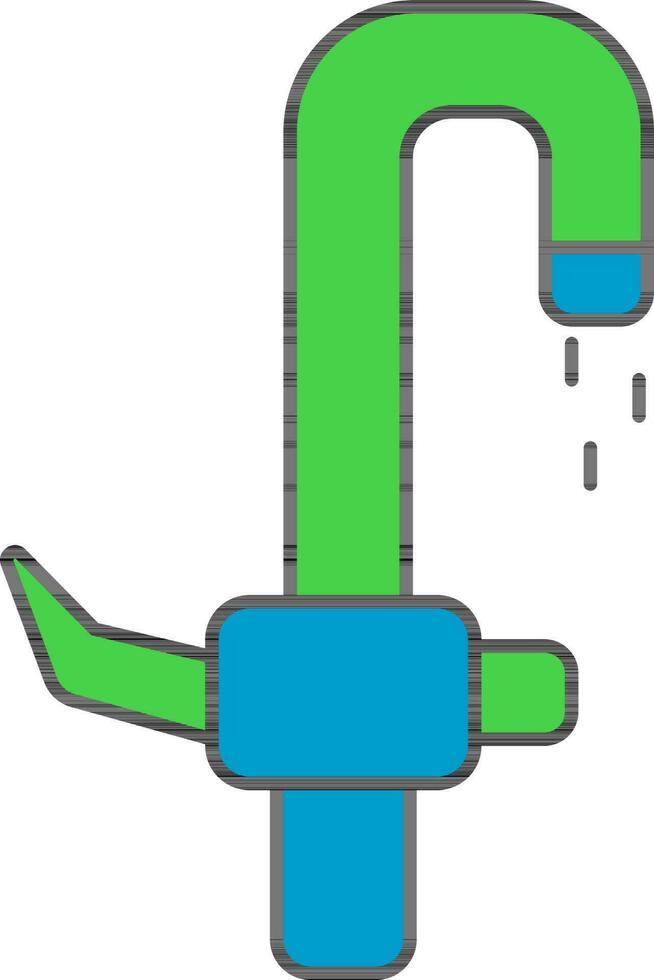 blu e verde Aperto rubinetto icona nel piatto stile. vettore