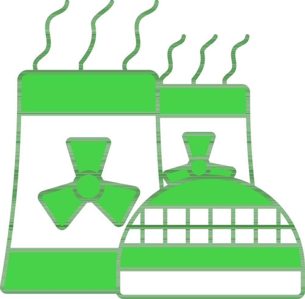 nucleare energia pianta verde e bianca icona. vettore