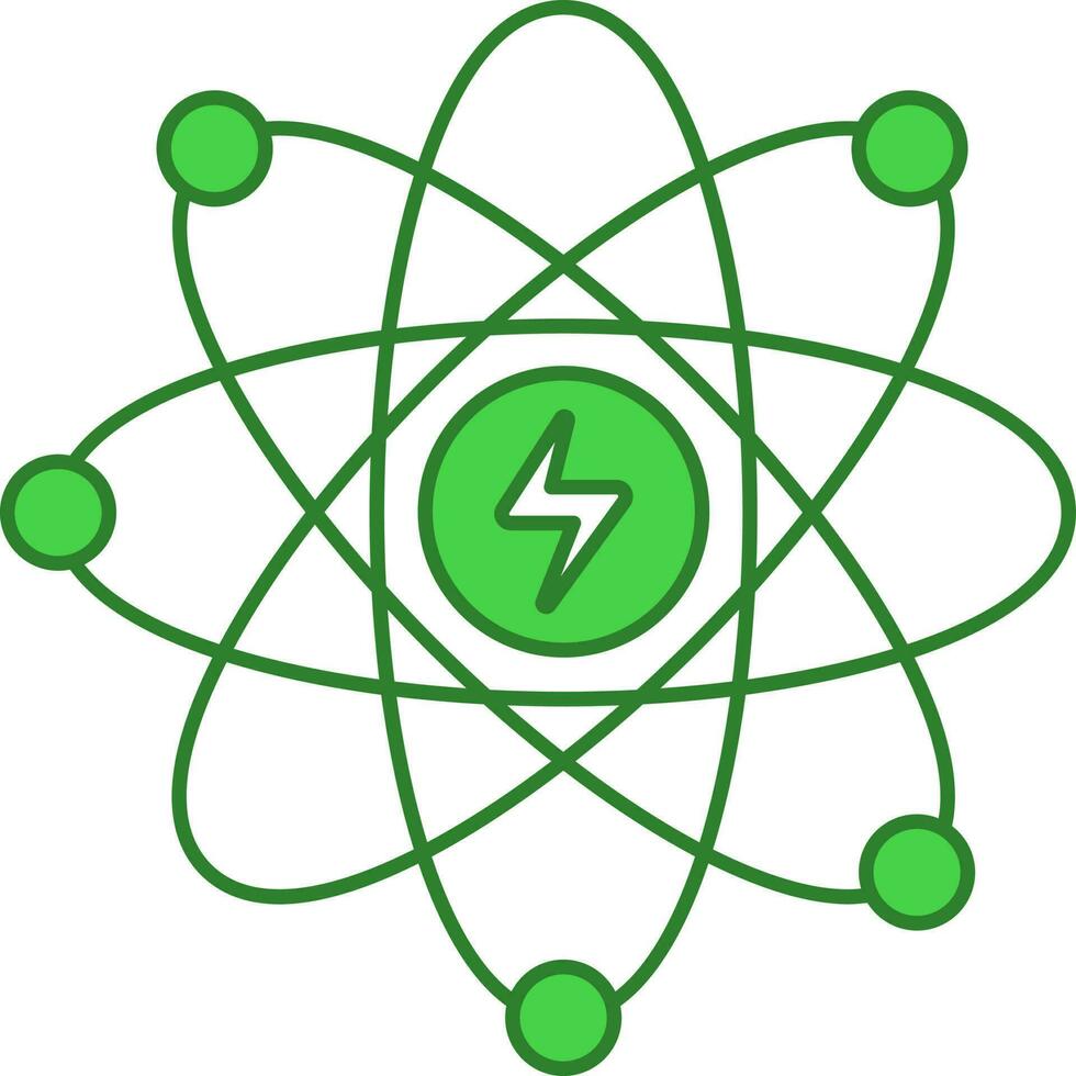 piatto stile atomico energia verde e bianca icona. vettore