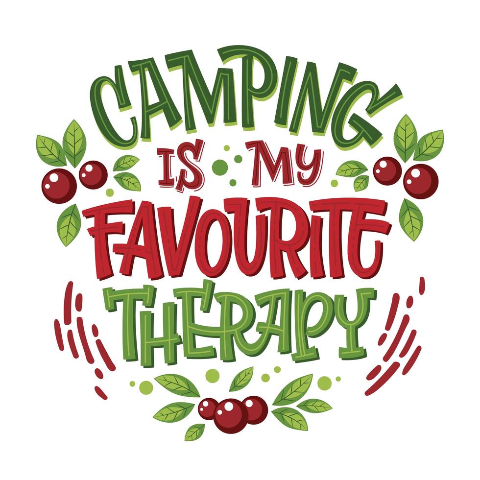 frase scritta da campeggio il campeggio è la mia terapia preferita vettore