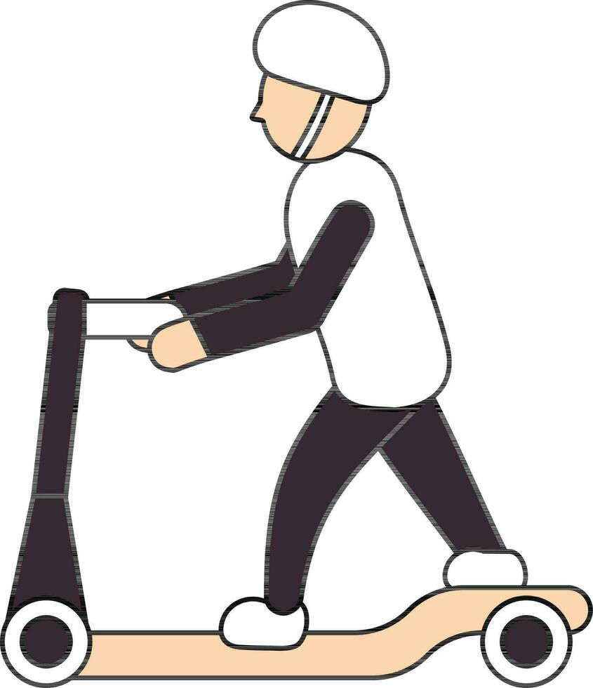 uomo equitazione calcio scooter icona nel bianca e magenta colore. vettore