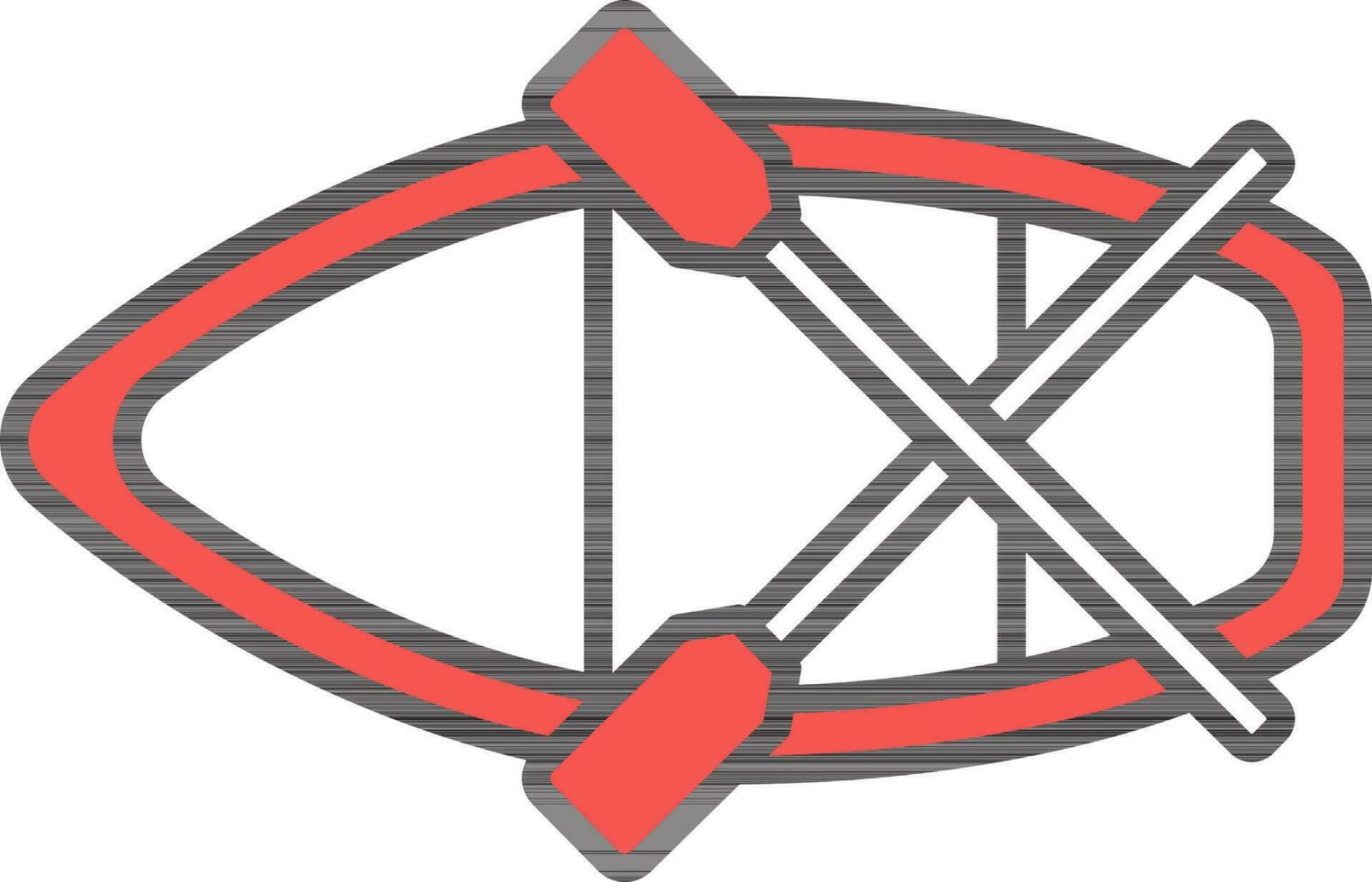 scialuppa di salvataggio con pagaia icona nel rosso e bianca colore. vettore