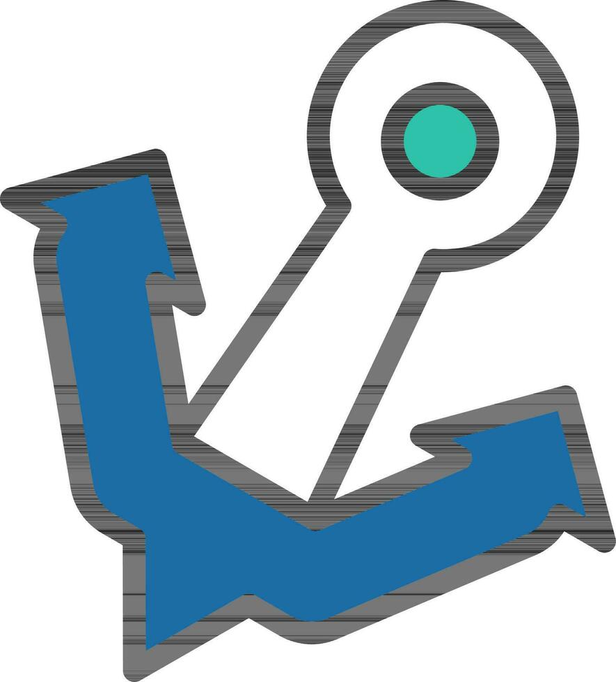 illustrazione di ancora icona nel blu e bianca colore. vettore