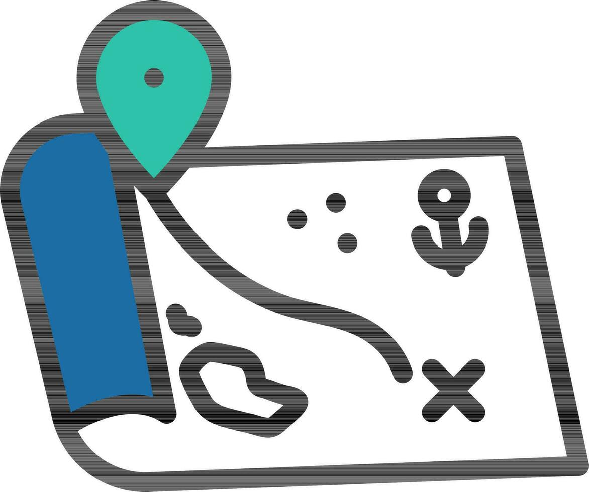 carta geografica navigazione icona nel blu e bianca colore. vettore