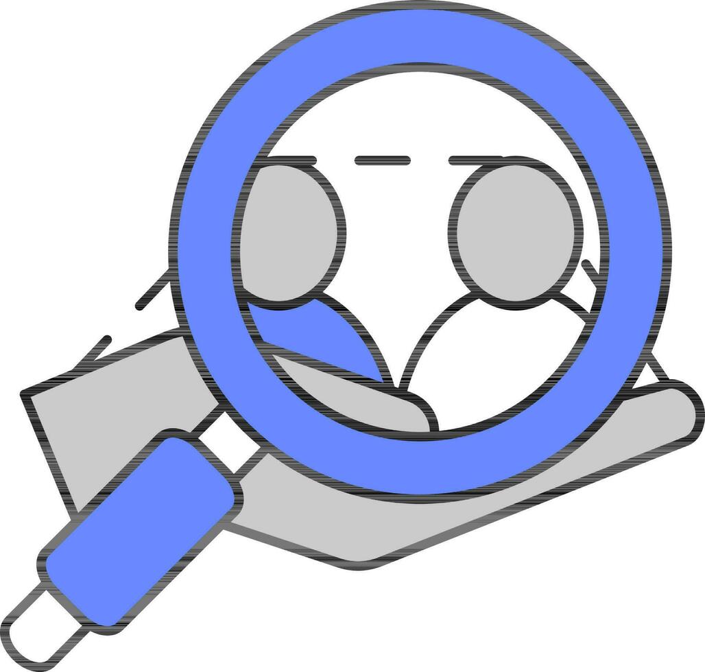 ricerca o dai un'occhiata umano cura grigio e blu icona. vettore
