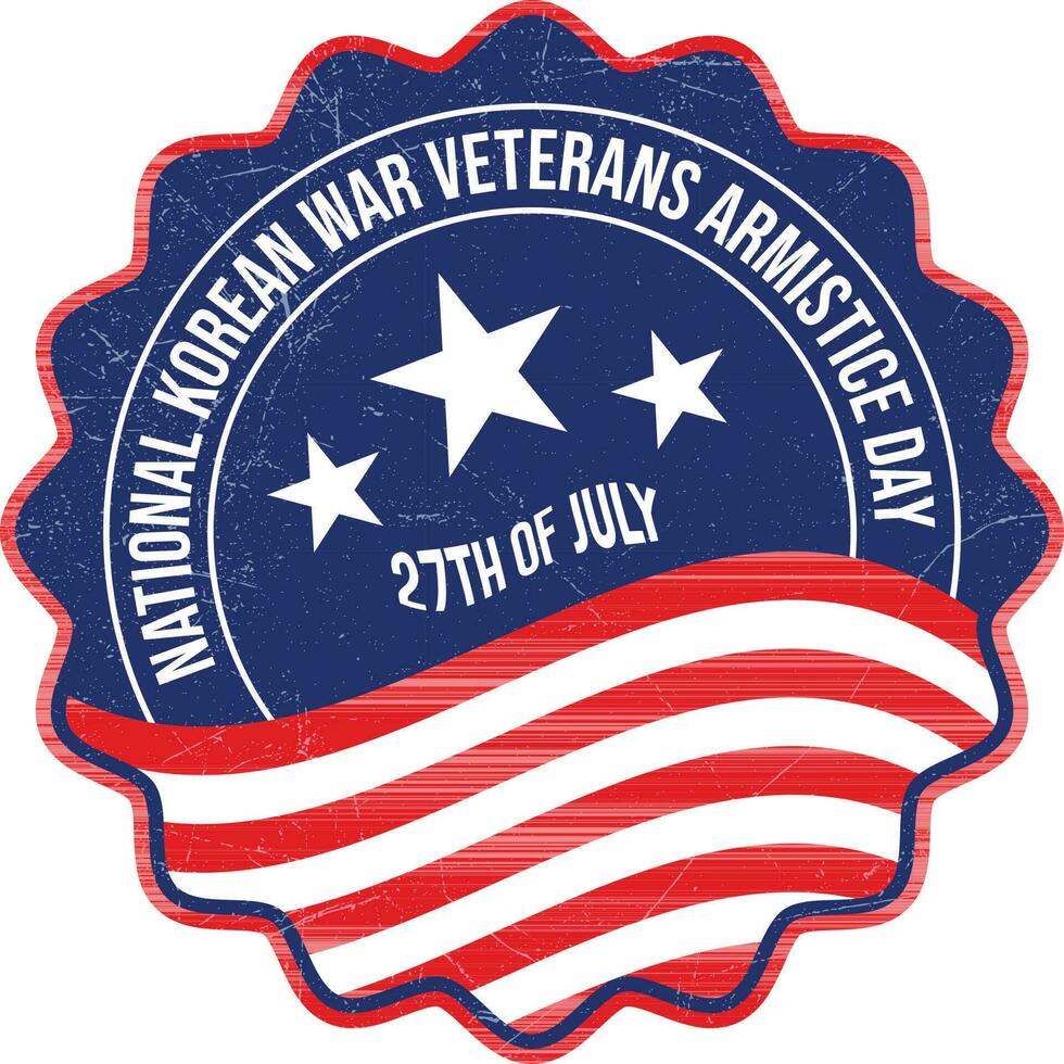 27th di luglio nazionale coreano guerra veterani armistizio giorno distintivo, emblema, sigillo, logo, Vintage ▾ retrò logo, francobollo, toppa design con Stati Uniti d'America nazionale bandiera vettore illustrazione