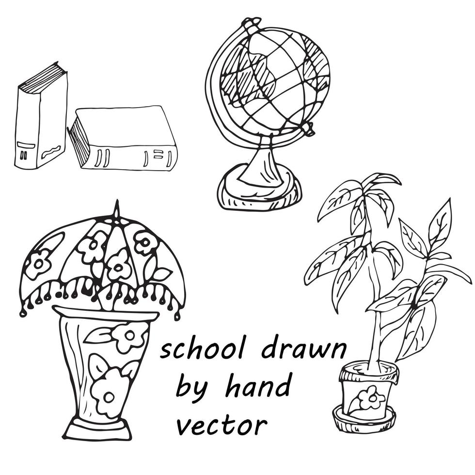 tornare a scuola in stile doodle vettore