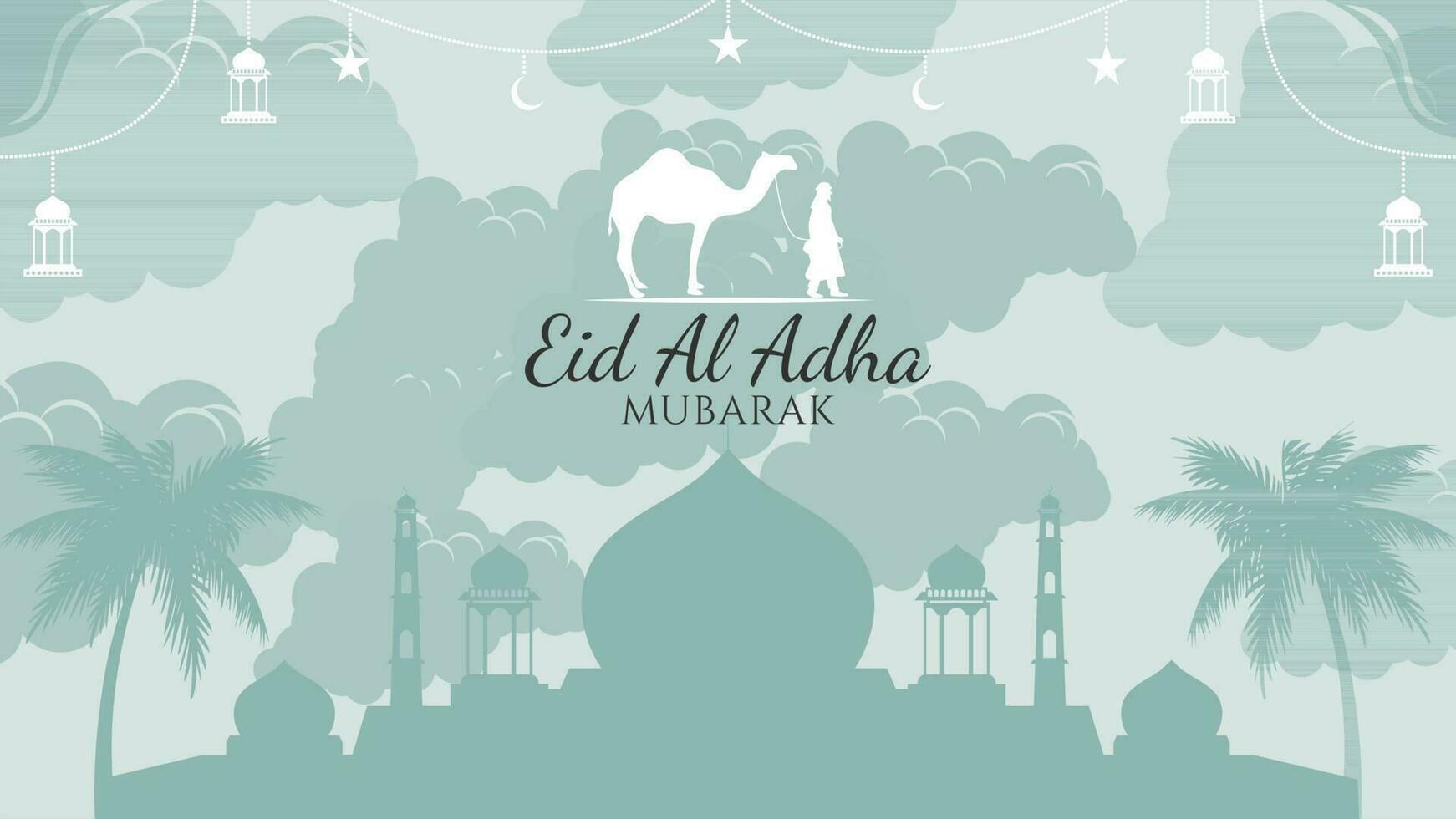 eid al adha mubarak sfondo vettore piatto design