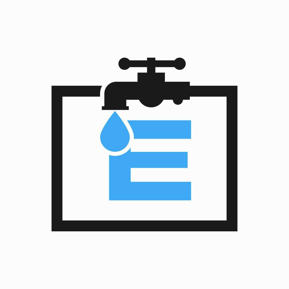lettera e idraulico logo design. piombatura acqua logo modello vettore