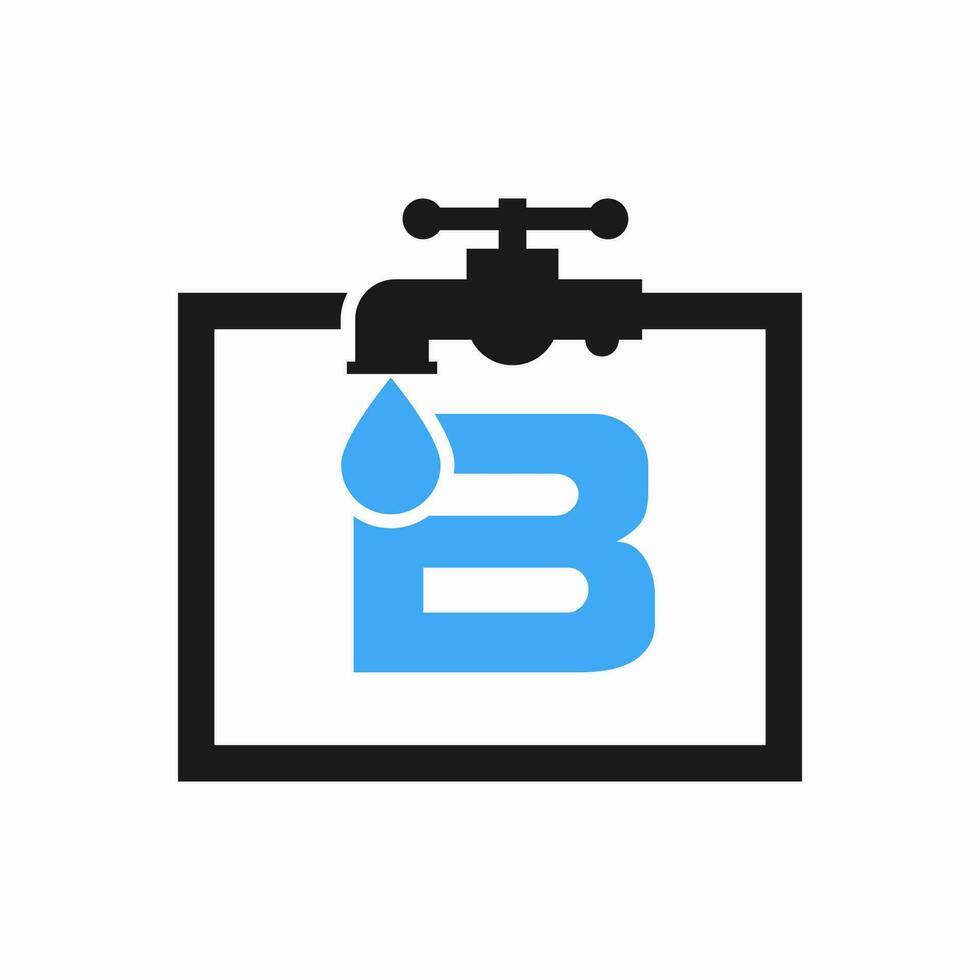 lettera B idraulico logo design. piombatura acqua logo modello vettore