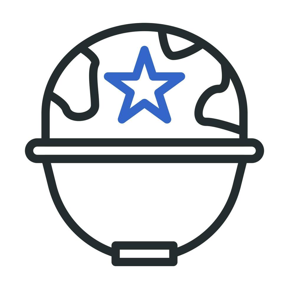 casco icona duocolor grigio blu colore militare simbolo Perfetto. vettore