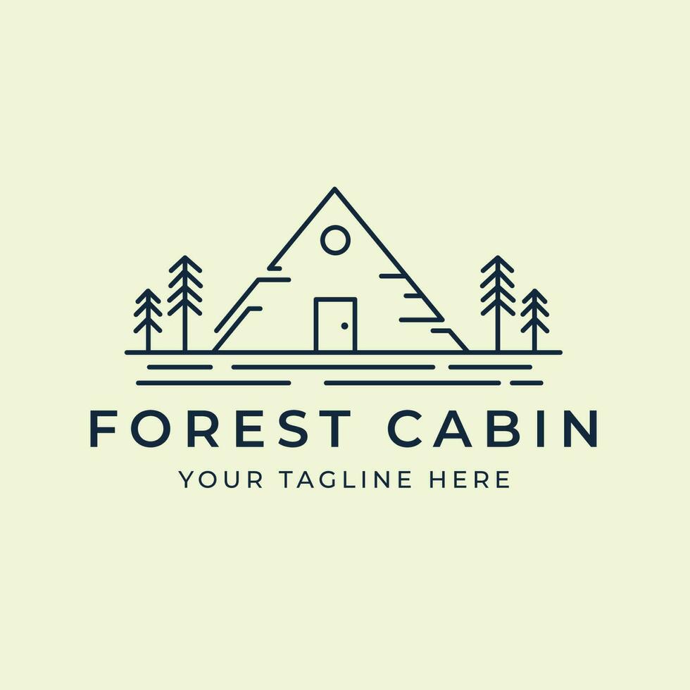 foresta cabina linea arte logo vettore illustrazione modello design
