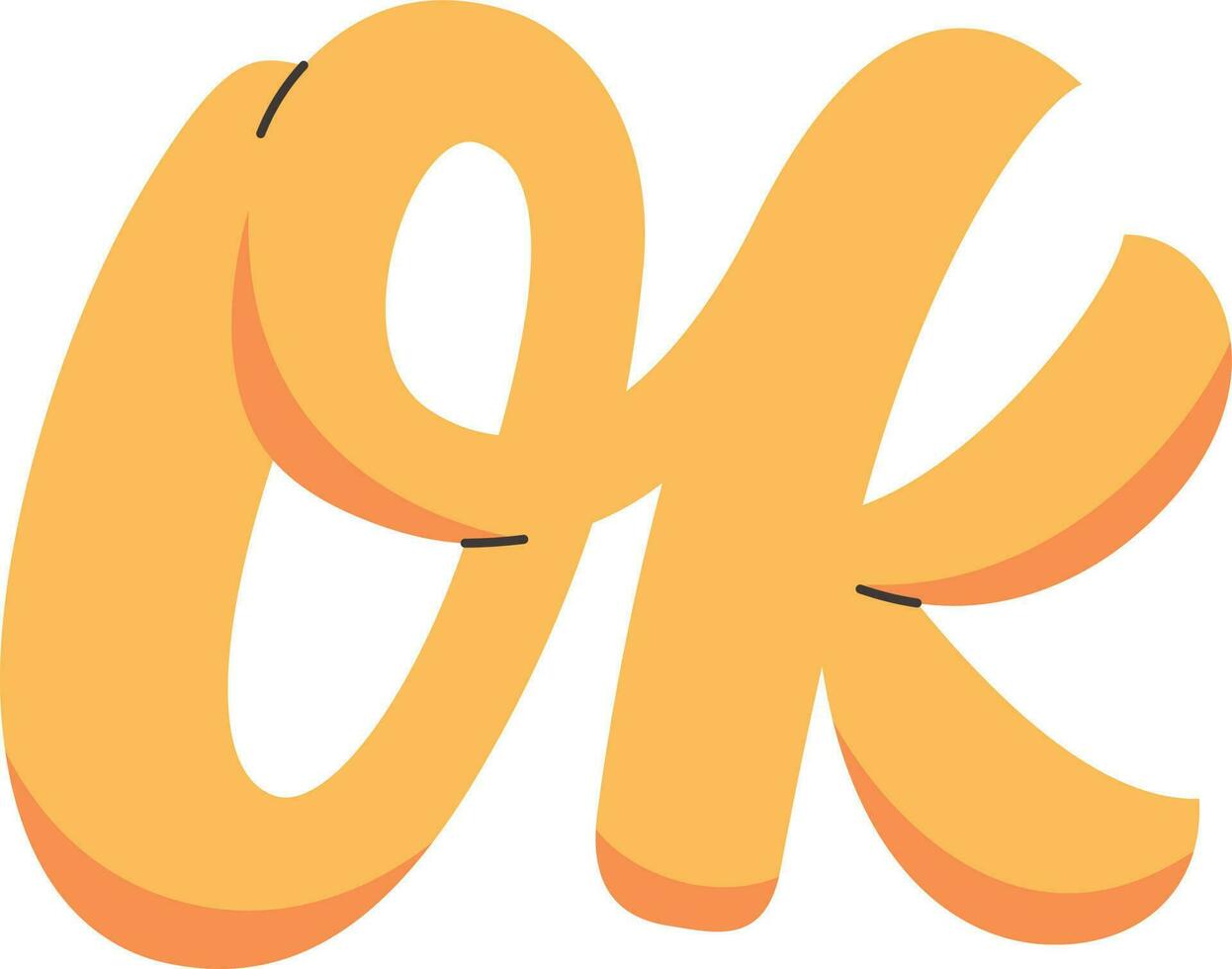 alfabeto lettera ok icona nel cartone animato stile su un' bianca sfondo vettore