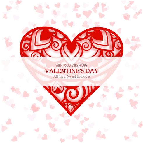 Illustrazione felice di progettazione del cuore della carta di amore di San Valentino vettore