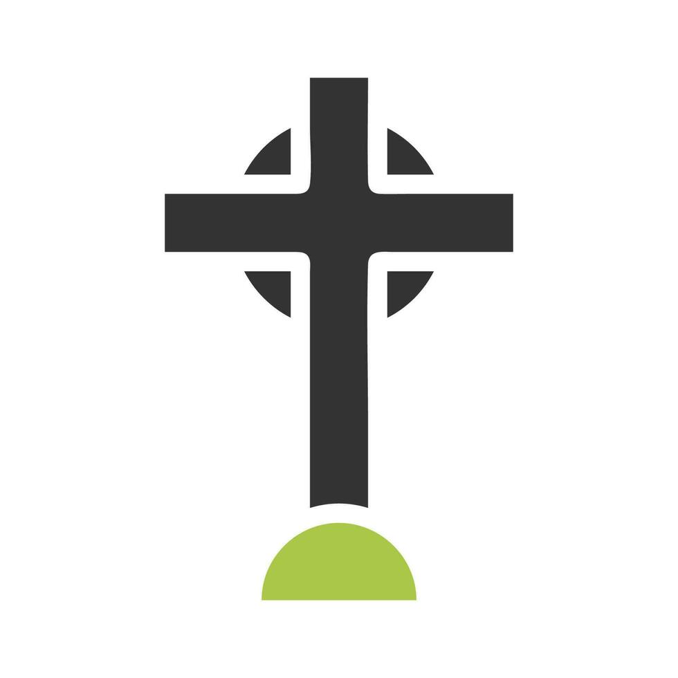 salib icona solido verde grigio colore Pasqua simbolo illustrazione. vettore