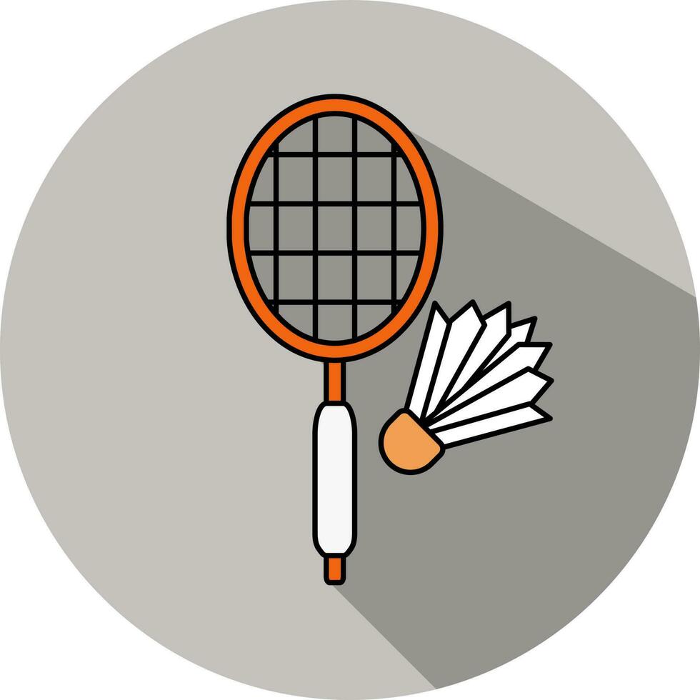 badminton racchetta con volano icona nel arancia e bianca colore. vettore