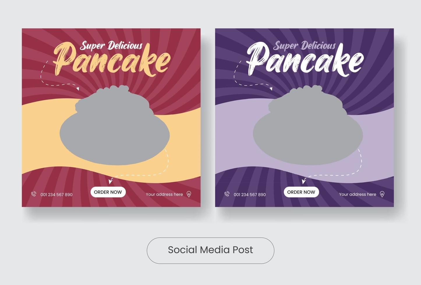 set di banner modello post social media delizioso pancake vettore