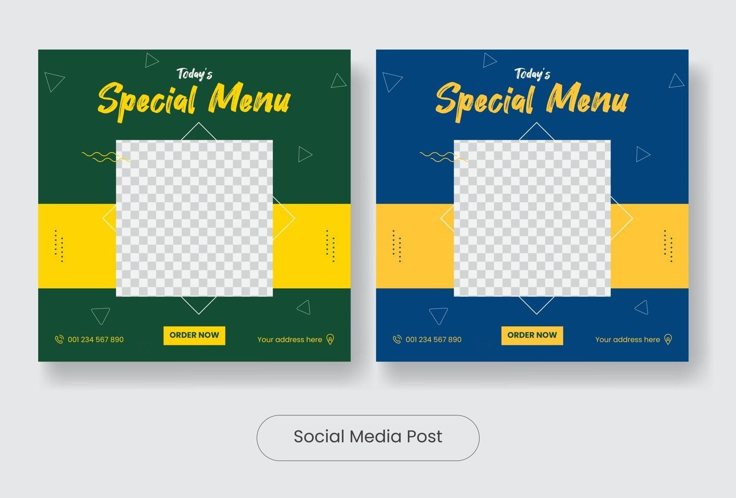 set di banner modello post social media menu speciale vettore