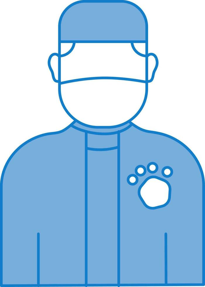 maschio veterinario indossare maschera icona nel blu e bianca colore. vettore