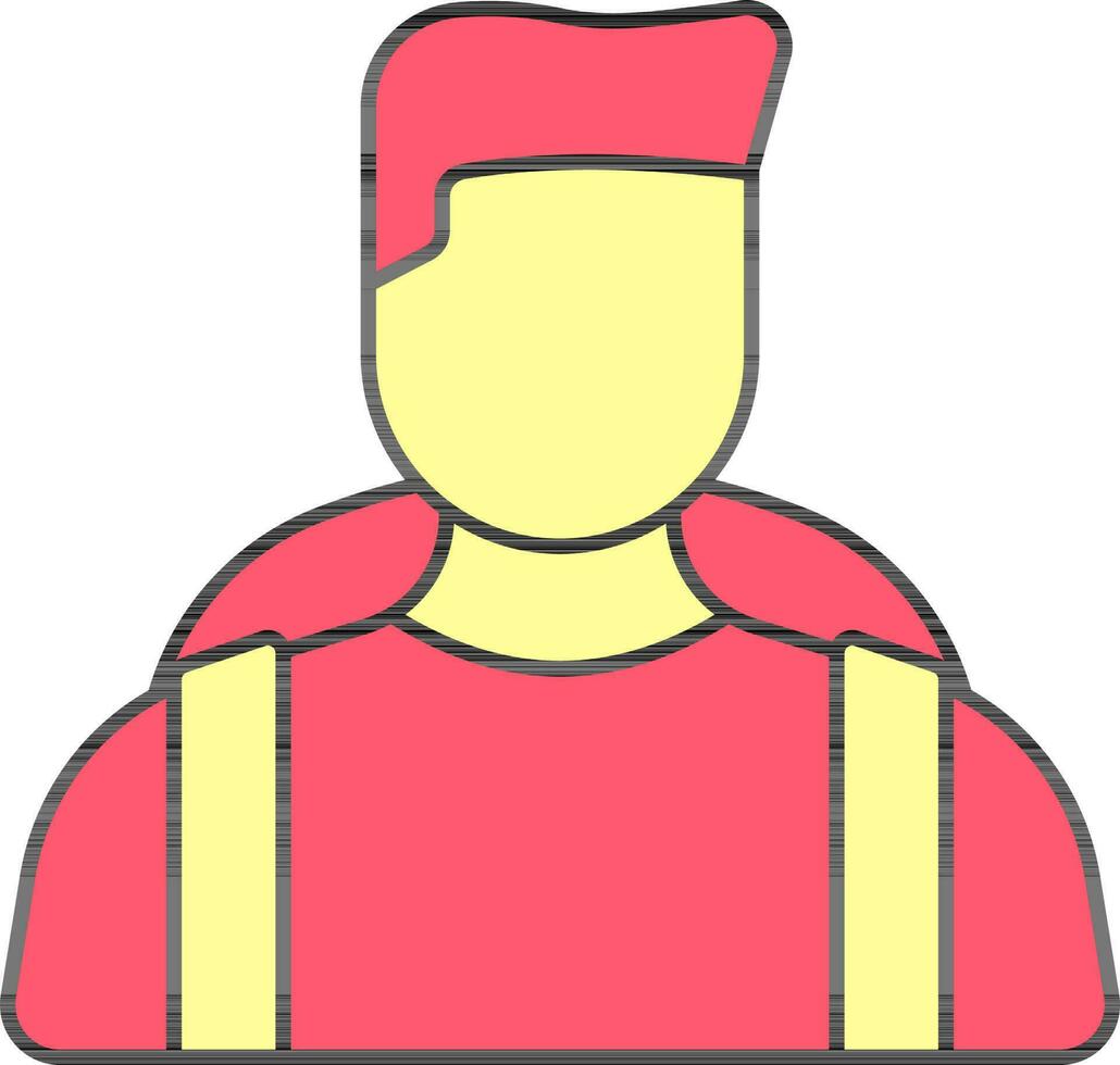 rosso e giallo senza volto giovane ragazzo Tenere Borsa icona. vettore
