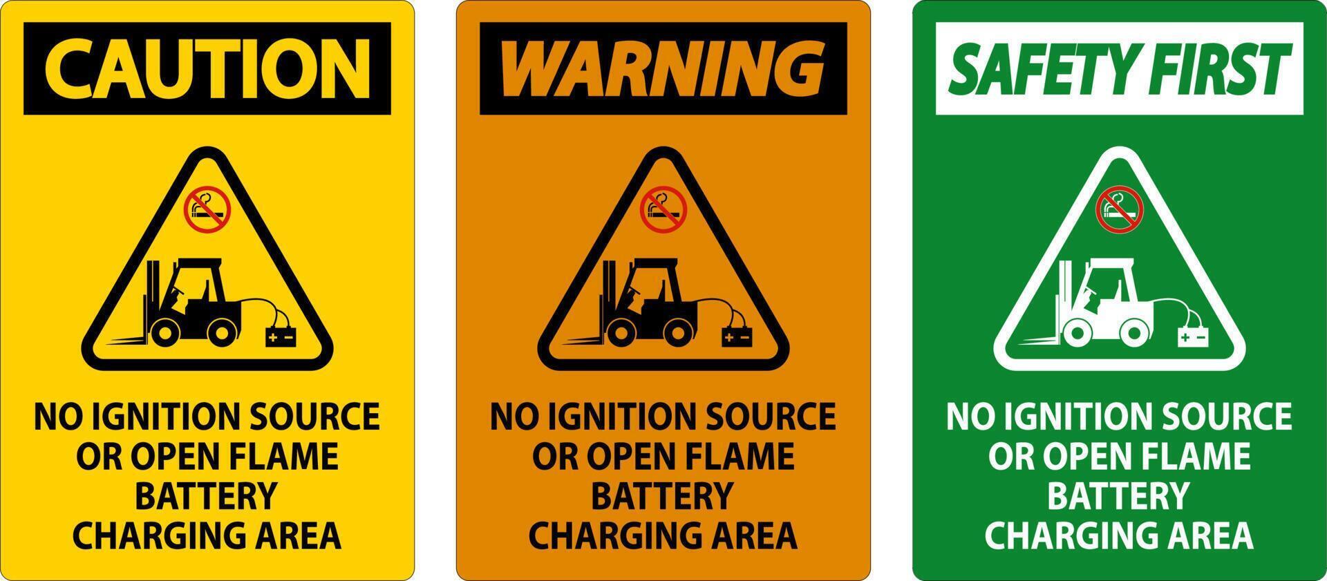 avvertimento cartello no accensione fonte o Aperto fiamma, batteria ricarica la zona vettore