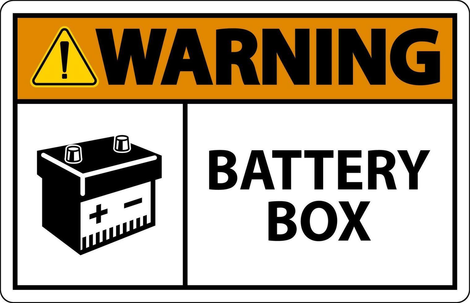 avvertimento batteria scatola con icona cartello su bianca sfondo vettore