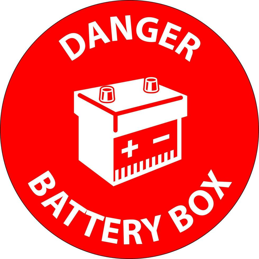 Pericolo batteria scatola con icona cartello su bianca sfondo vettore