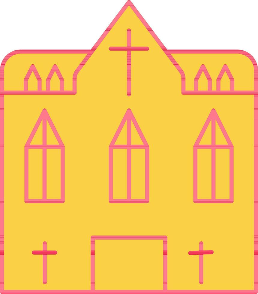 giallo e rosso Chiesa piatto icona. vettore