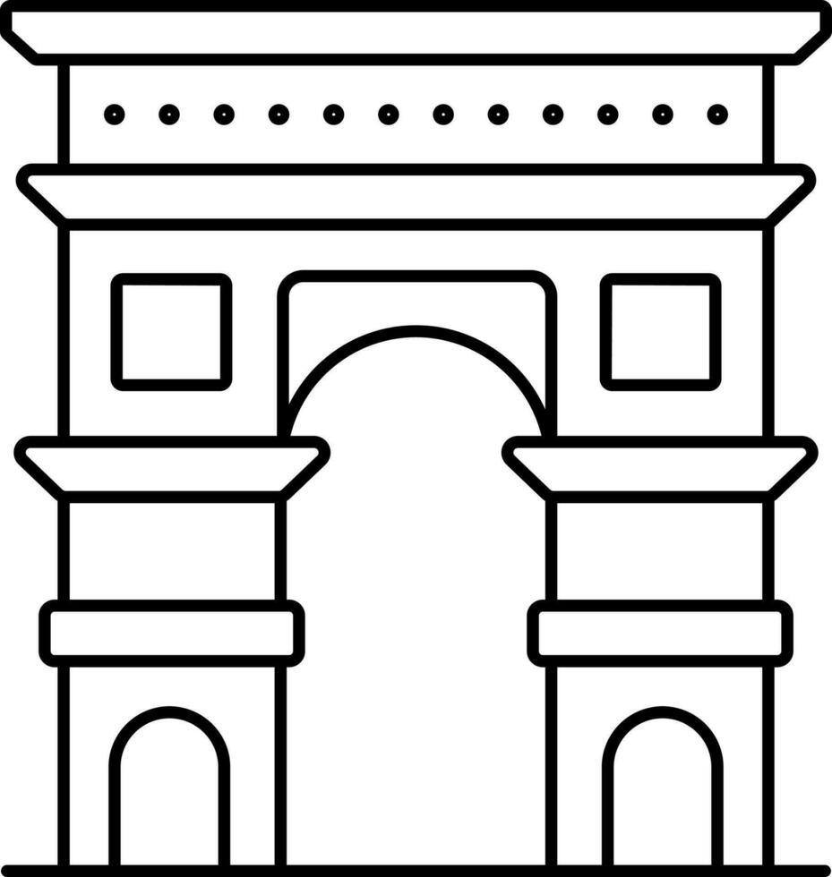 arco de triomphe icona nel nero schema. vettore