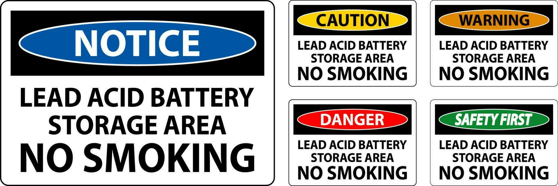 Pericolo cartello condurre acido batteria Conservazione la zona, no fumo vettore
