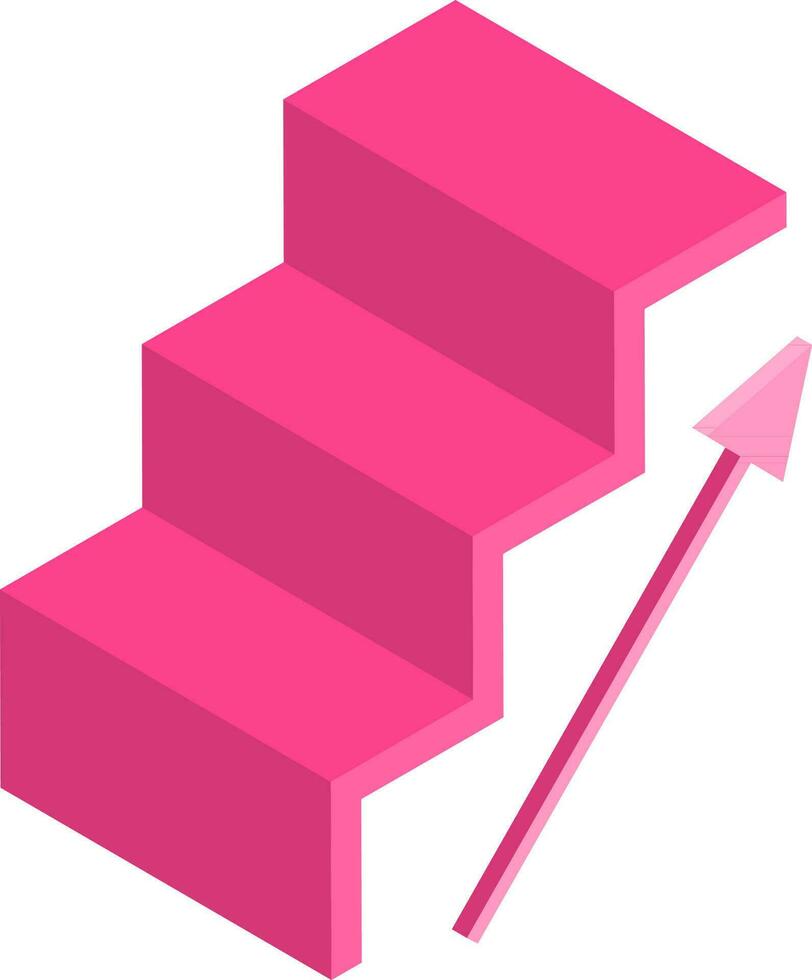 isometrico in crescita scala icona nel rosa colore. vettore