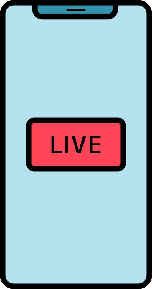 vivere trasmissione televisiva App nel smartphone icona nel rosso e blu colore. vettore