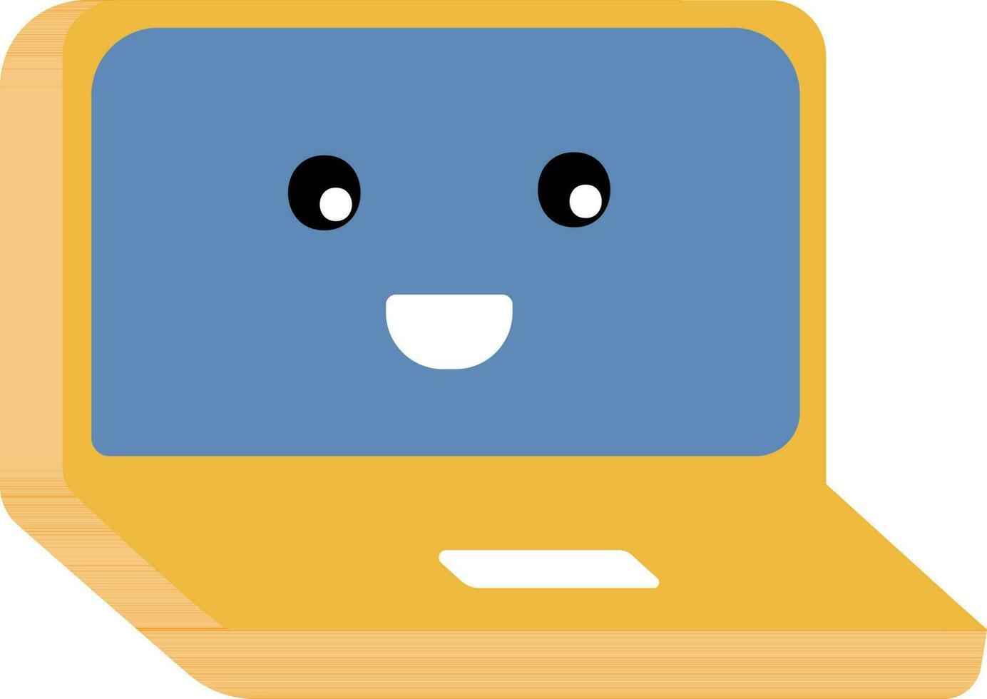 contento viso nel il computer portatile schermo blu e giallo icona. vettore