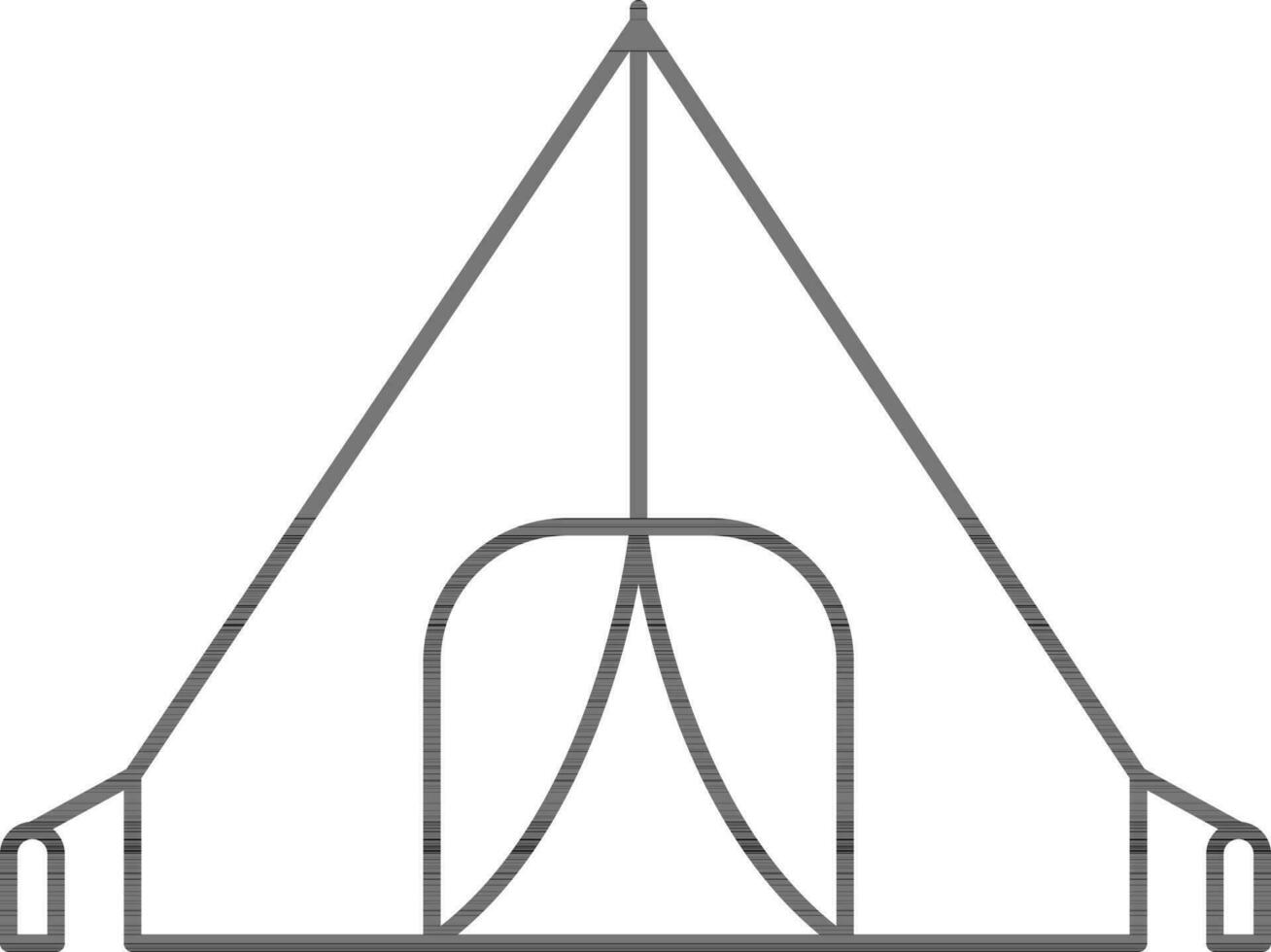 campeggio tenda icona nel nero linea arte. vettore