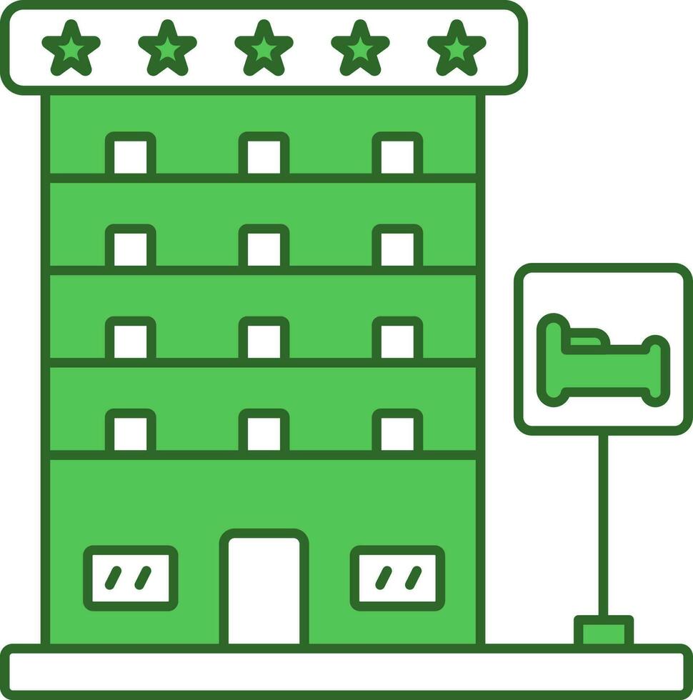 cinque stella Hotel icona nel verde e bianca colore. vettore