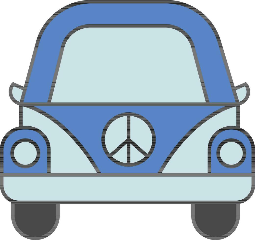 hippie auto icona o simbolo nel blu colore. vettore