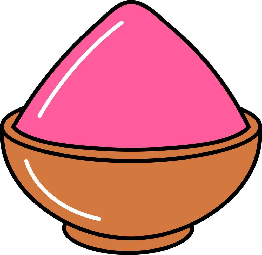 holi colori argilla pentola piatto icona nel rosa e Marrone colore. vettore