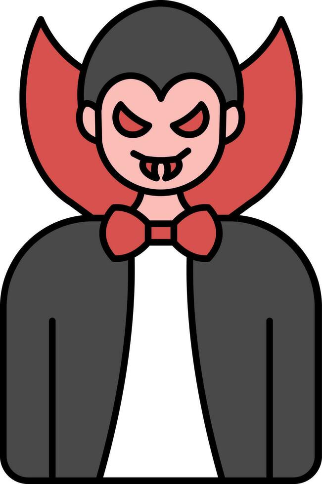 vampiro personaggio piatto icona nel rosso e nero colore. vettore