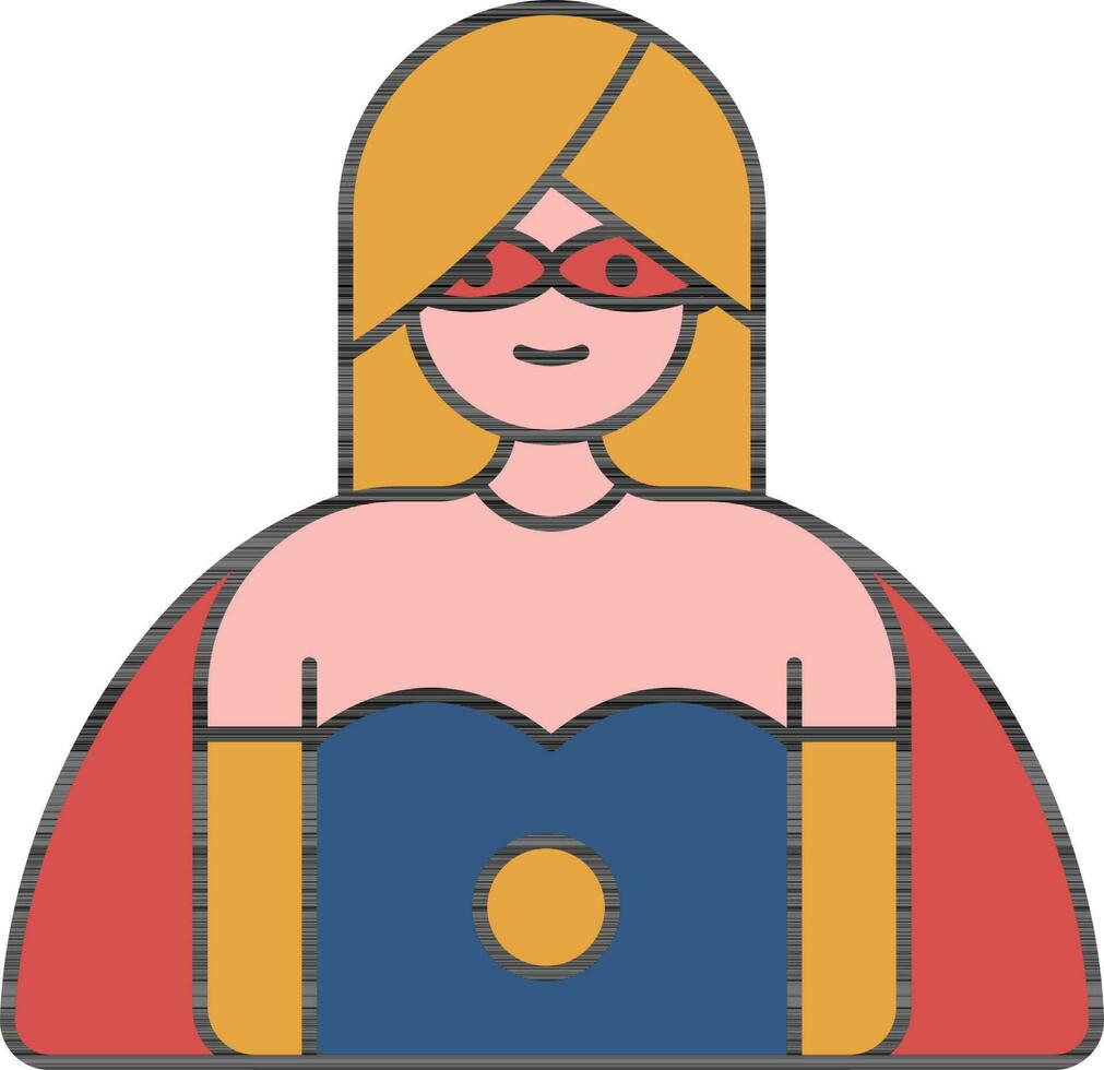 piatto stile supereroina personaggio icona o simbolo. vettore