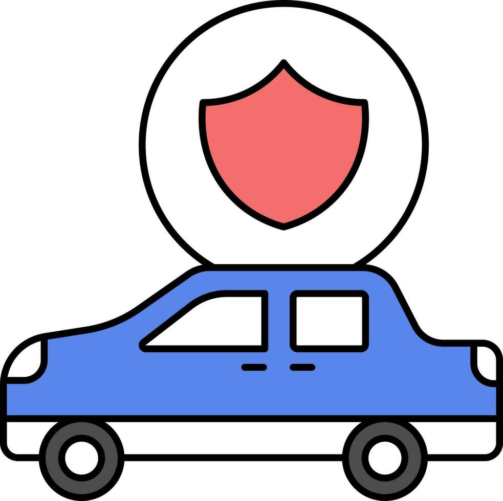 auto assicurazione rosso e blu icona nel piatto stile. vettore