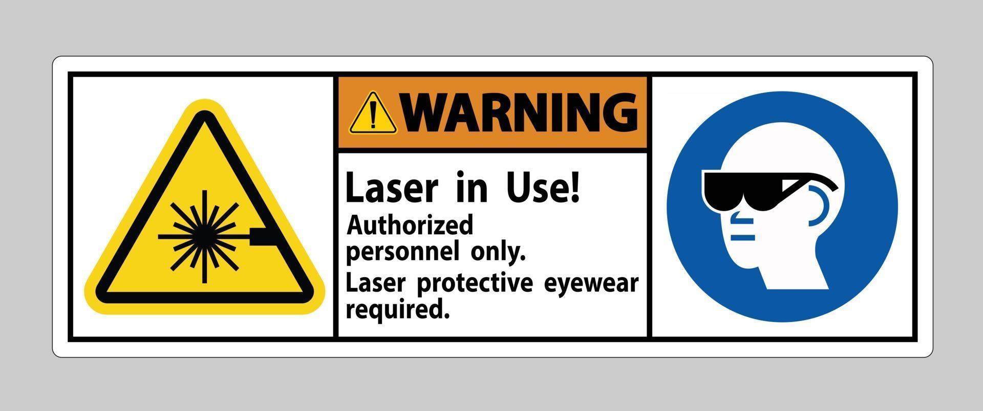 segnale di avvertimento laser in uso solo personale autorizzato protezione laser vettore