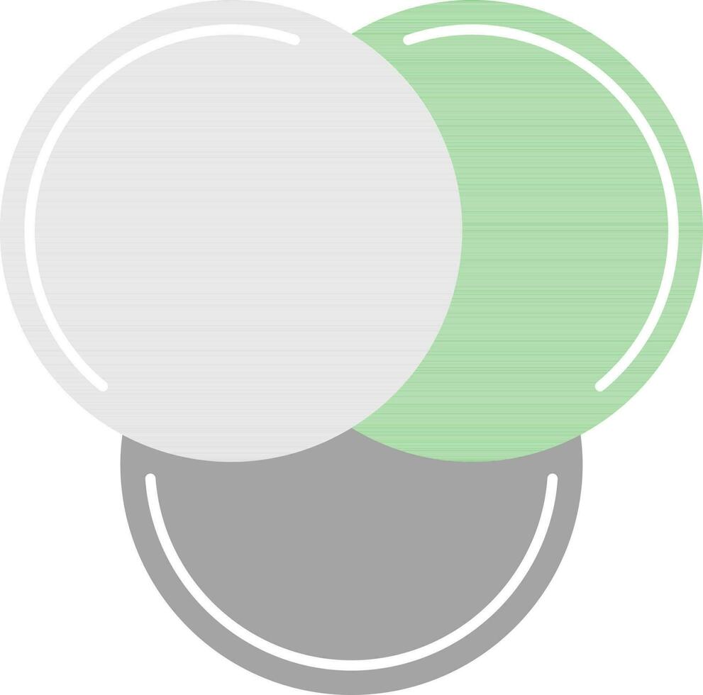 intersezione di tre cerchio icona nel verde e grigio colore. vettore