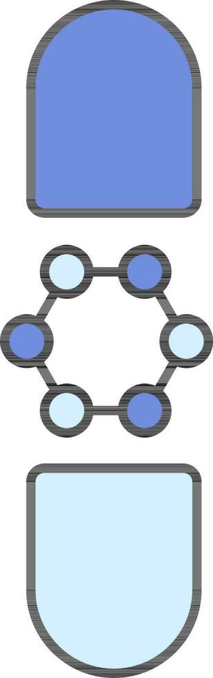 Aperto capsula molecola icona nel blu colore. vettore